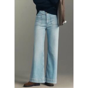 Anthropologie The Colette Full-Length Wide-Leg Jeans Light Wash Blue 28